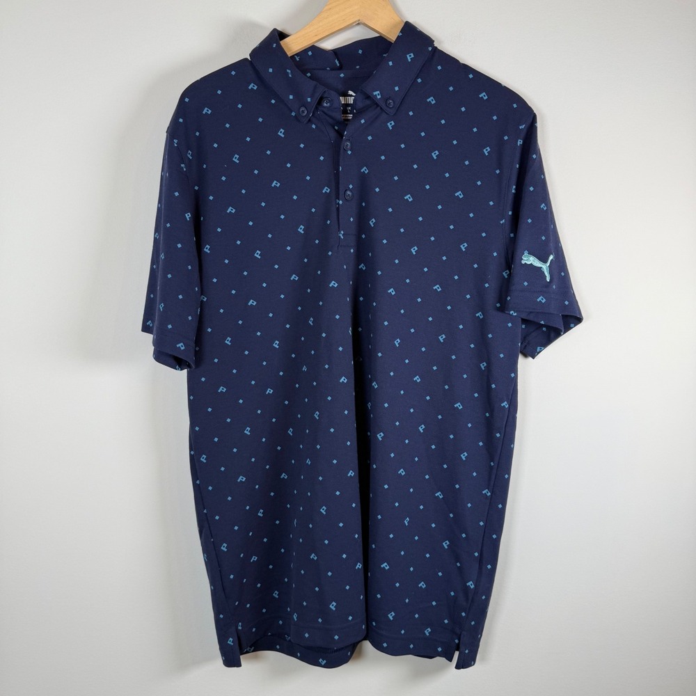 NEW Puma Men's 30 UPF Medium Performance Fit Golf Pique P Polo Shirt Logo NWT